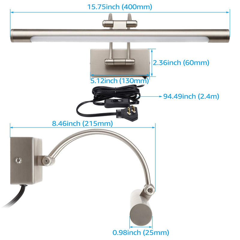 SignatureGlow Satin Nickel Picture Lights - Arc Arm - Single CCT