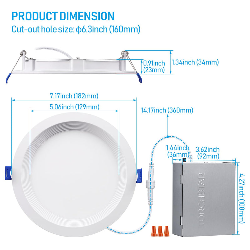 Baffedge 6" Low-profile Glare-free Canless LED Recessed Light - 15W Dimmable with Baffle Trim 1" Thick