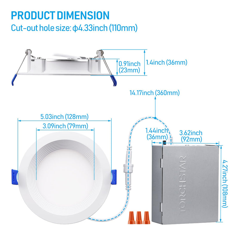 Baffedge 4" Low-profile Glare-free Canless LED Recessed Light - 10W Dimmable with Baffle Trim 1" Thick