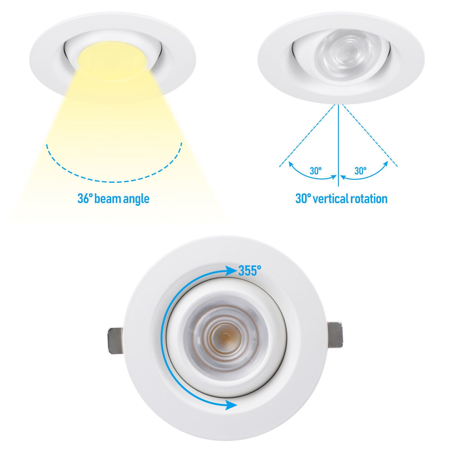 Rotatolux 4" Gimbal Canless LED Recessed Light - DL 12W Dimmable with Narrow Beam Angle