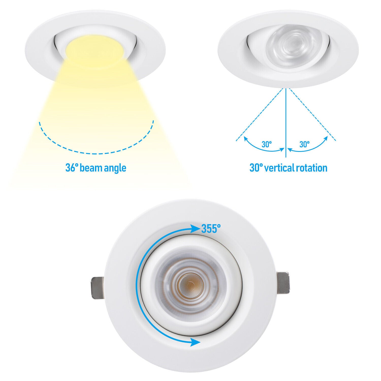 TORCHSTAR Rotatolux 4" Gimbal Canless LED Recessed Light - DL 12W Dimmable with Narrow Beam Angle