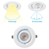 Rotatolux 4" Gimbal Canless LED Recessed Light - DL 12W Dimmable with Narrow Beam Angle