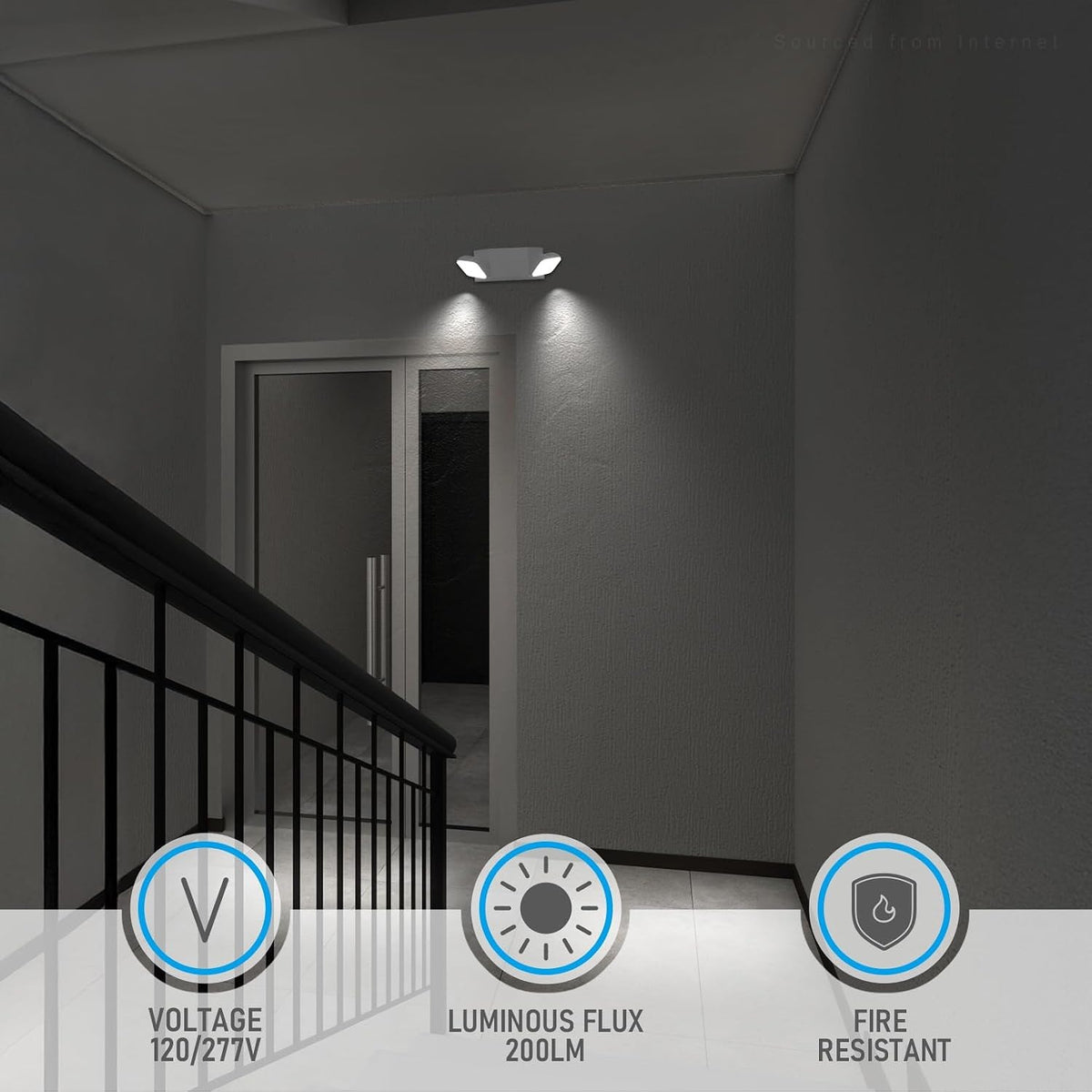 TORCHSTAR Adjustable Dual-Head LED Emergency Light with Battery Backup - 2W - White