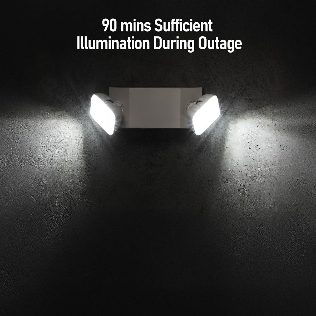 TORCHSTAR Adjustable Dual-Head LED Emergency Light with Battery Backup - 2W - White