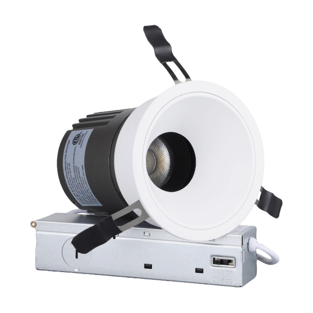 TORCHSTAR 4-Inch Narrow-Trim Deep Anti-Glare LED Recessed Light with J-Box - 12W - 5CCT White