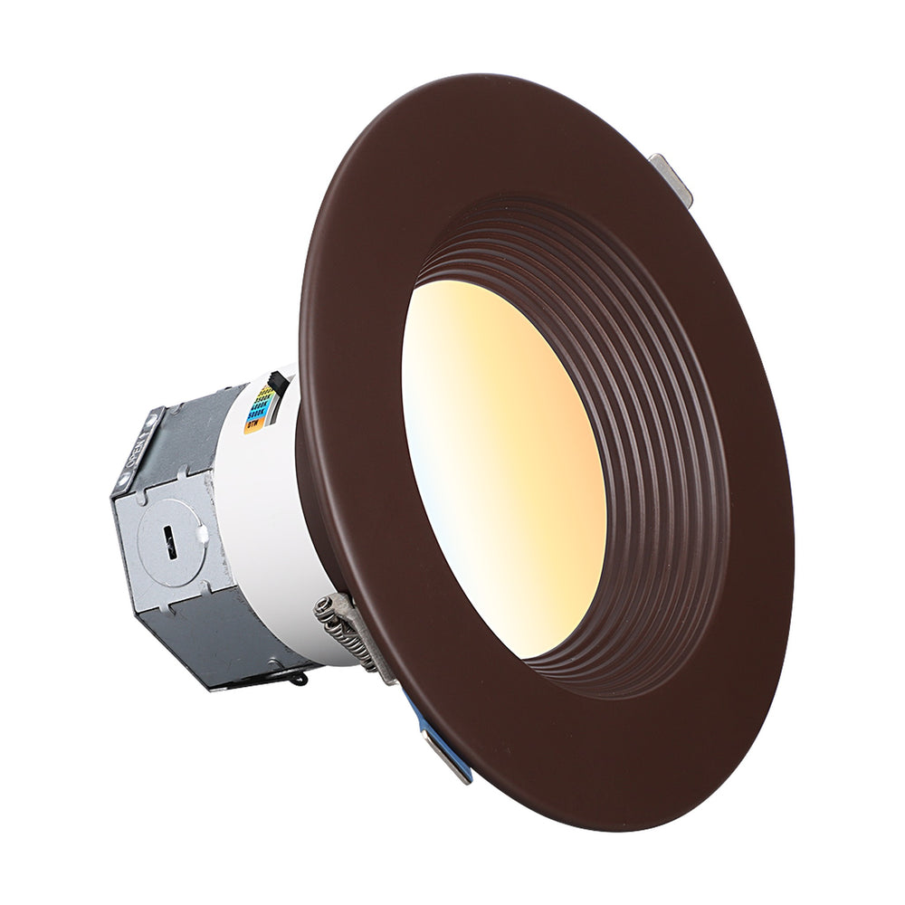 TORCHSTAR 6-Inch Deep Anti-Glare Canless LED Recessed Light with J-Box - 15W - 6CCT Dim-to-Warm Oil Rubbed Bronze