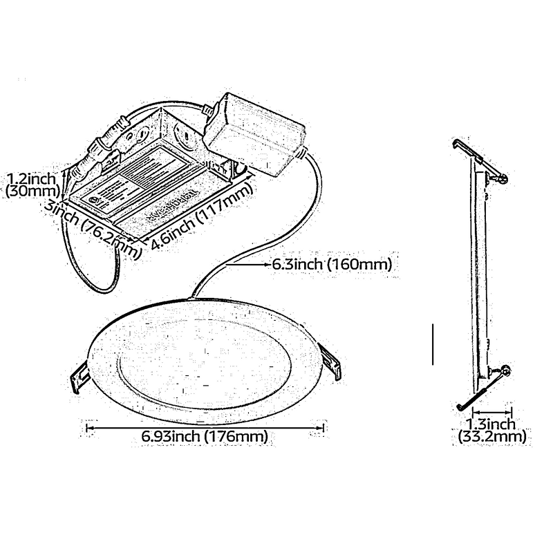 LITEdge 6" Smart Ultra-thin Canless LED Recessed Light - SDL 12W Dimmable RGBCW 1/2" Thick