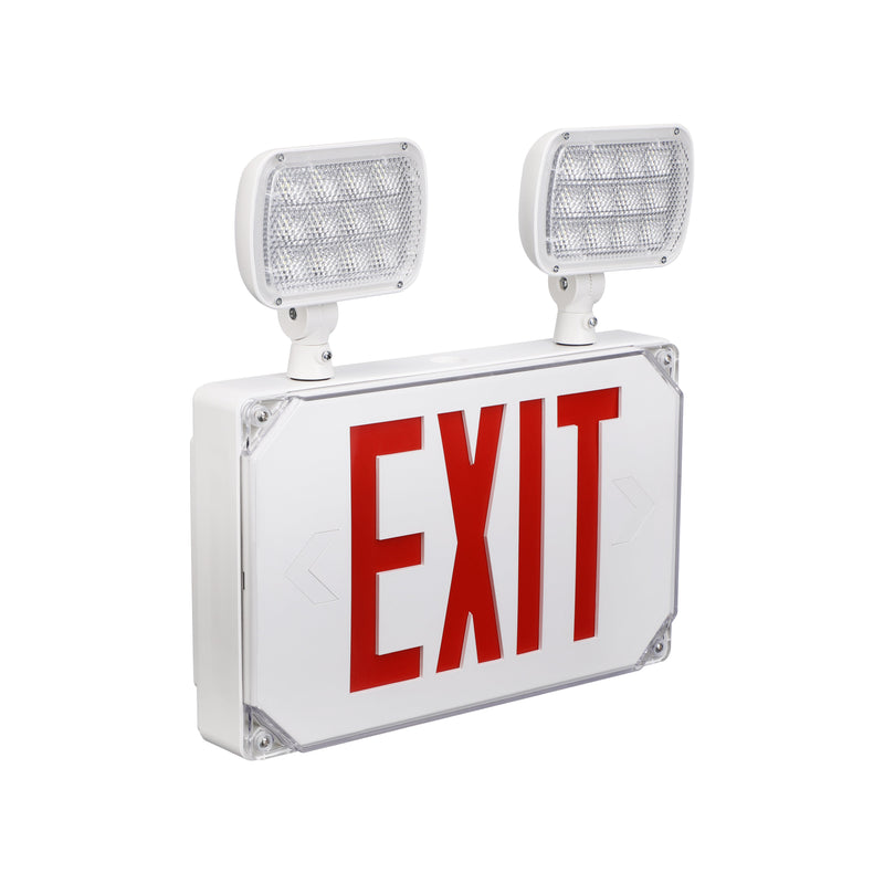 LitEgress+ Weatherproof Exit Sign with Emergency Lights - Red Letters