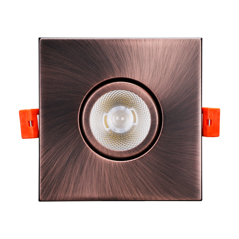 PivotSquare 3" Directional Canless LED Recessed Light - 7W Dimmable with Oil Rubbed Bronze Trim