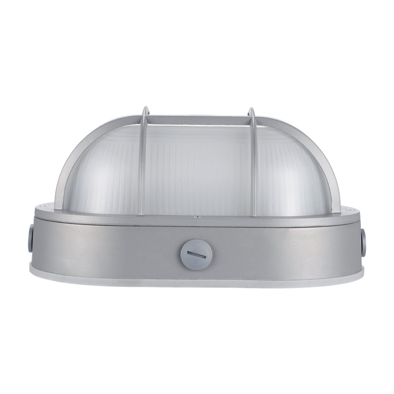 Bulkhead 8.5“ Outdoor Wall Sconce - Light Grey - Dimmable & 10/20W Brightness Selectable