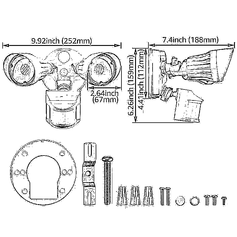 Watchman+ Dual-Heads 25W LED Security Light - Brown - Adjustable CCT