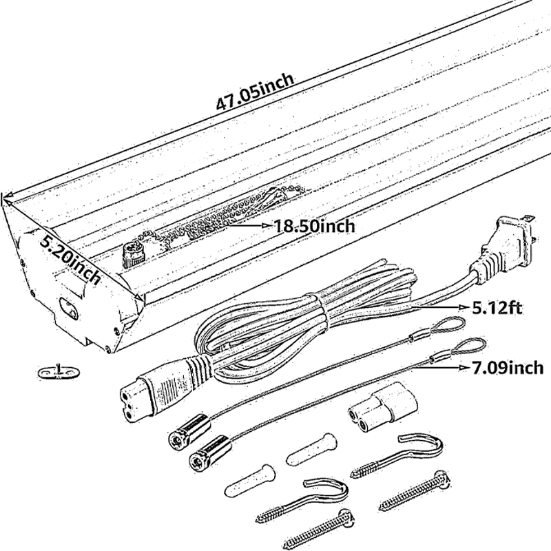 LinkRay 4' LED Utility Shop Light - Surface/Hanging with Pull Chain - 40W