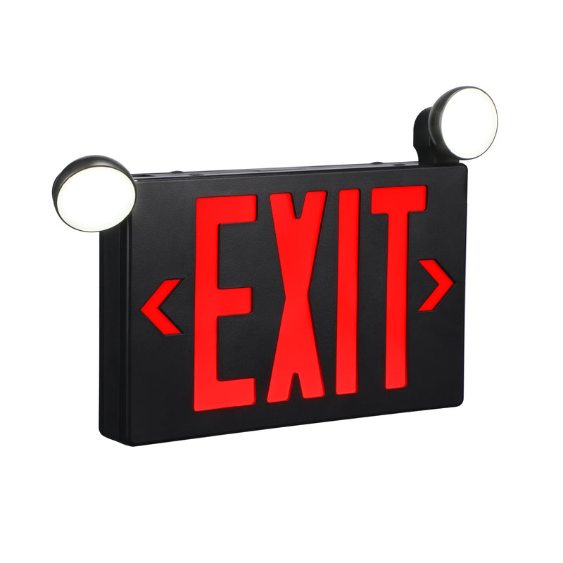 LitWay Indoor Exit Sign with Emergency Light - Black - Red Letters