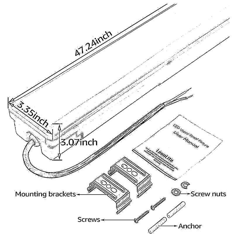 AquaShield 4' Vapor Proof LED Linear Light - 40W - 5000K