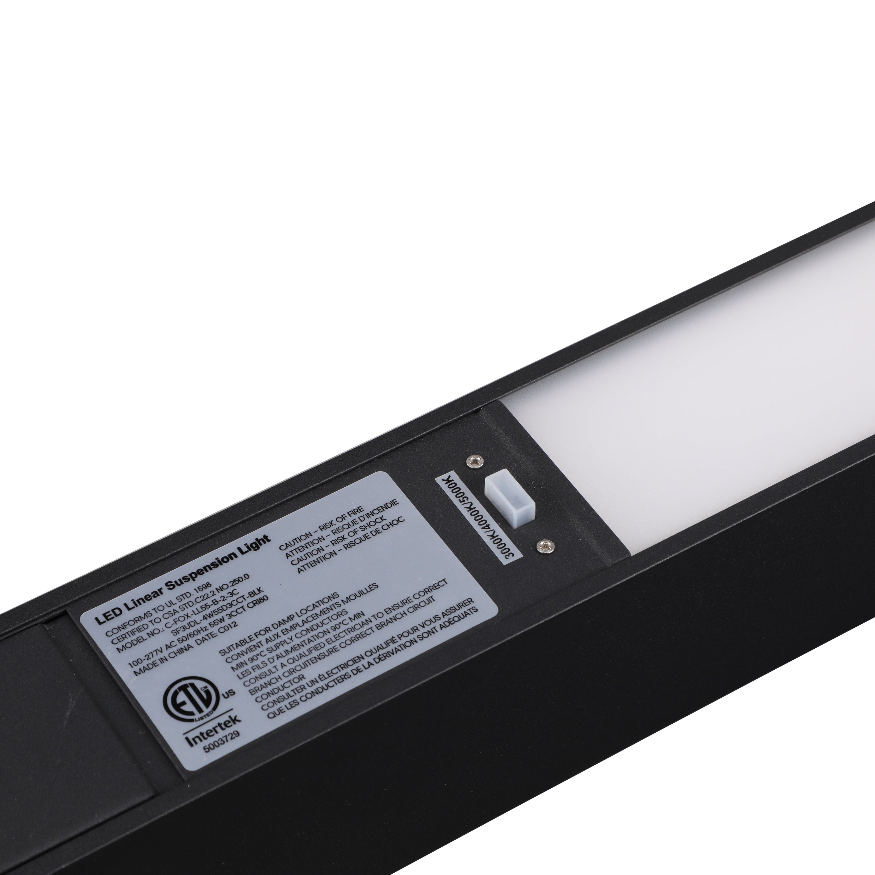 ElegaLux+ Pro 4' LED Linear Light - Black - 55W - Adjustable CCT