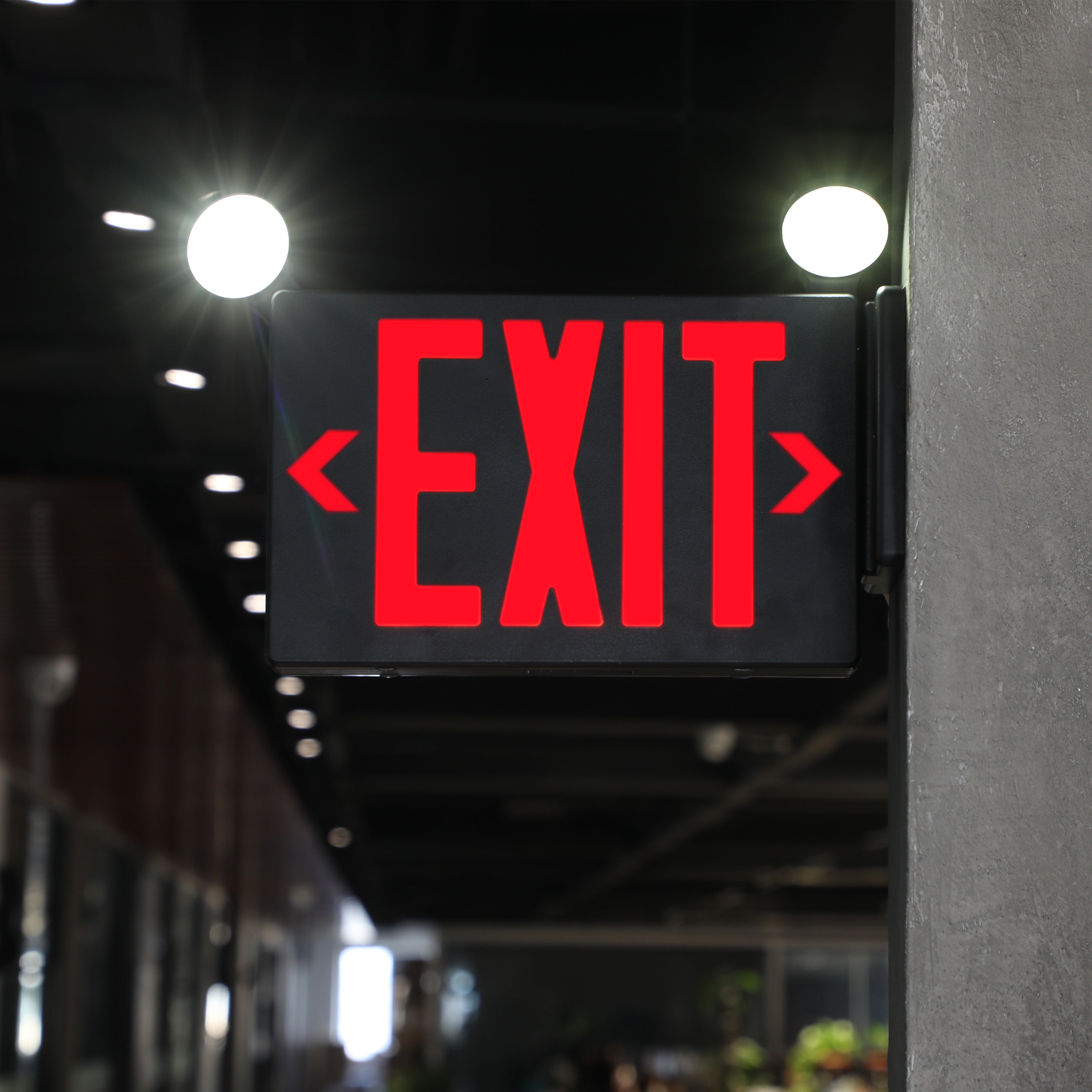 LitWay Indoor Exit Sign with Emergency Light - Black - Red Letters