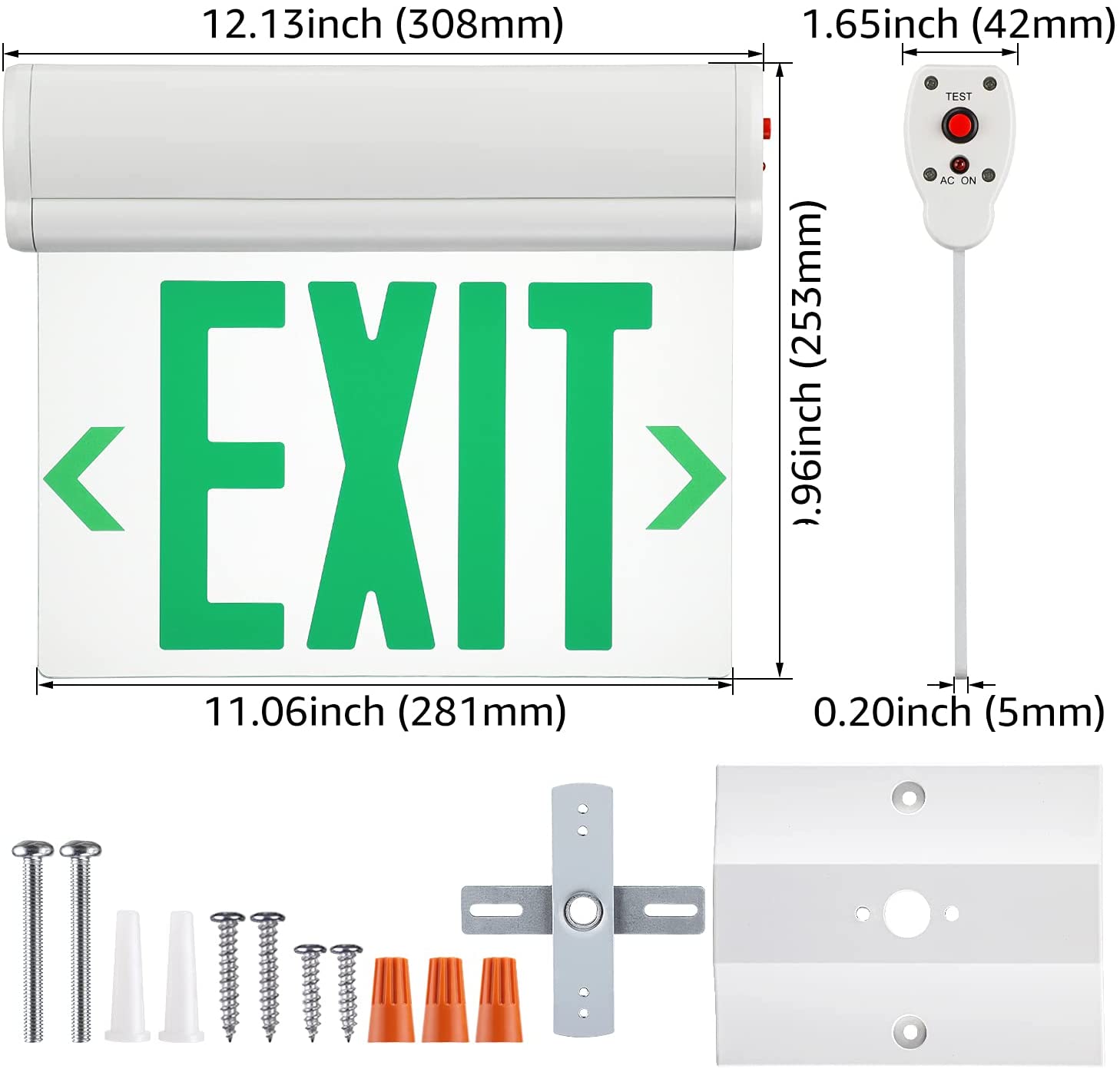 LitClear Indoor Exit Sign - Green Letters