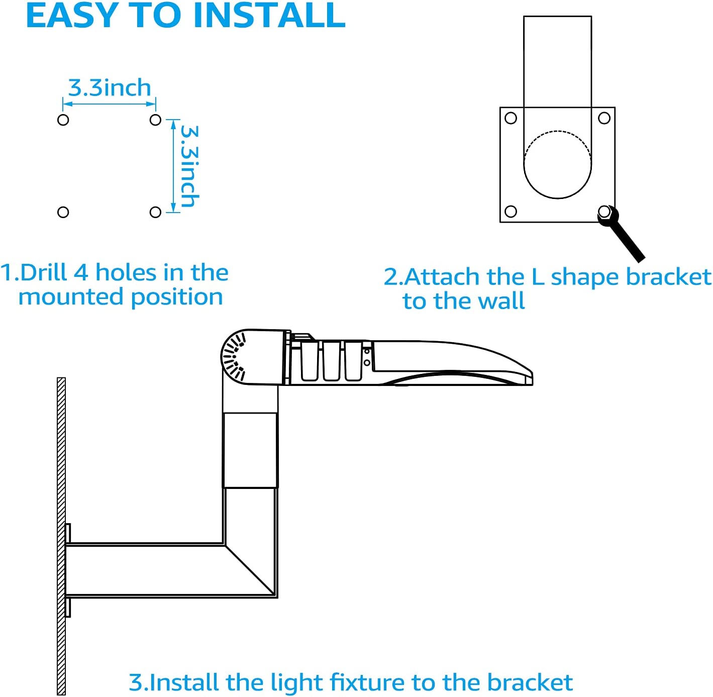 L Shape Shoebox Wall Mount Bracket - 2-3/8 inches diameter