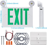 LitWay Indoor Exit Sign with Emergency Light - Green Letters